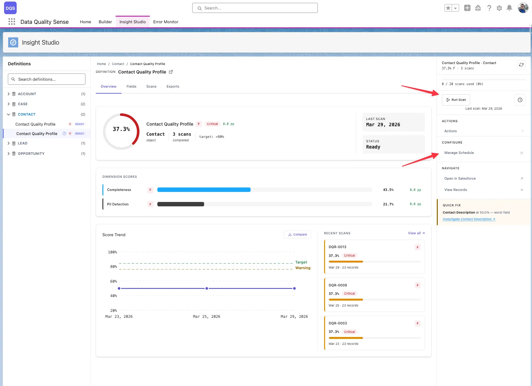 Running a scan from Insight Studio